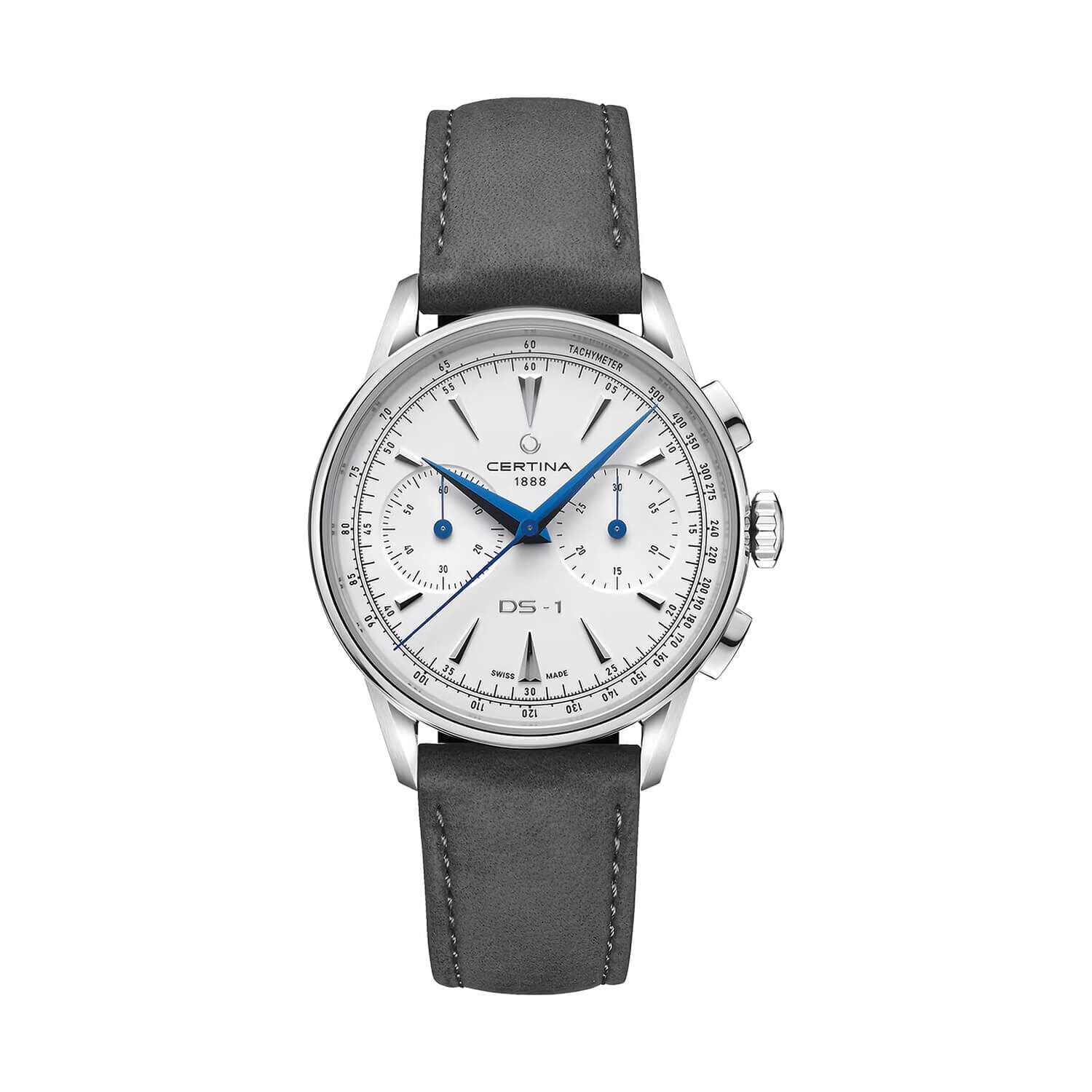 Certina DS-1 Chrono Auto 42mm White Dial Grey Leather Watch