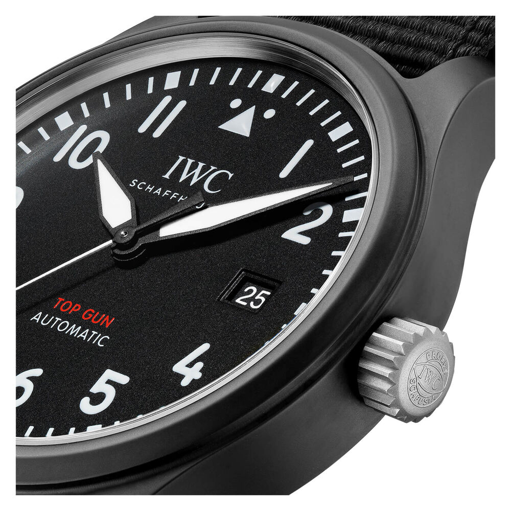 IWC Schaffhausen Pilot's Watch Automatic Top Gun Black Dial Strap Watch image number 2