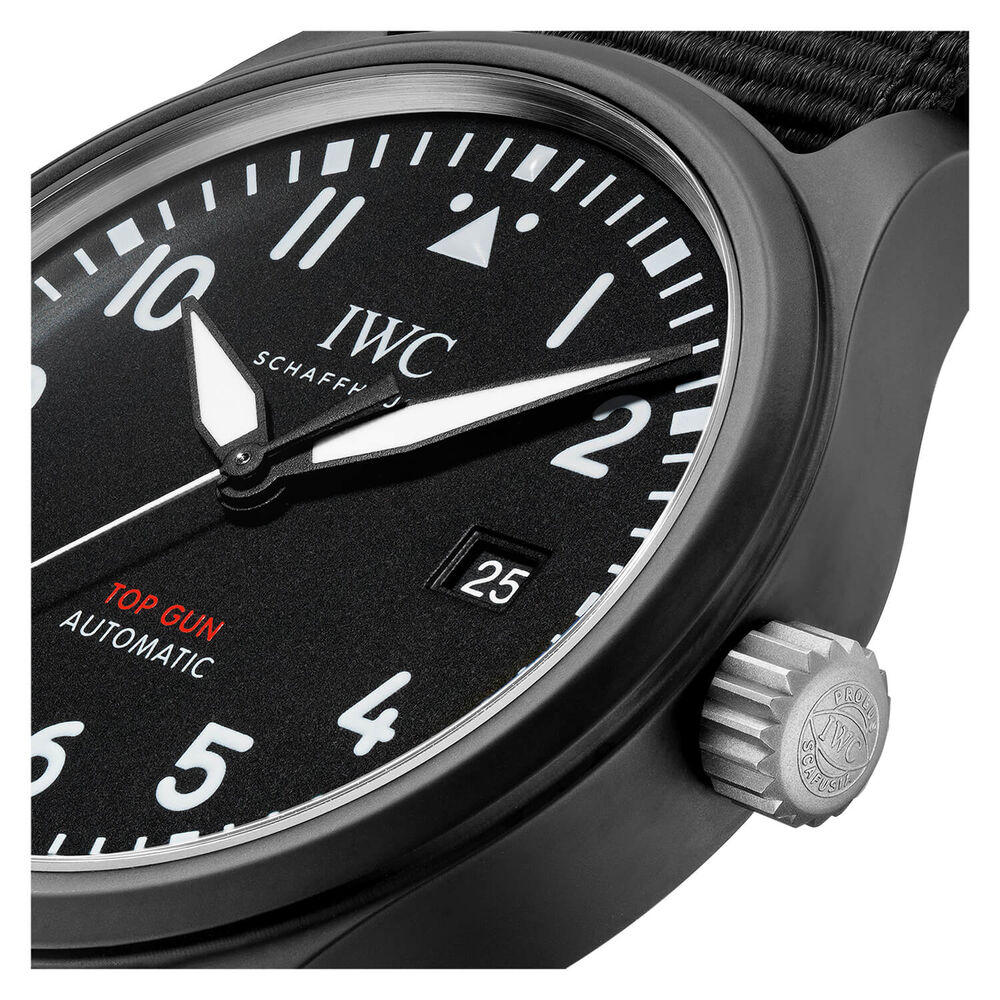 IWC Schaffhausen Pilot's Watch Automatic Top Gun Black Dial Strap Watch image number 2