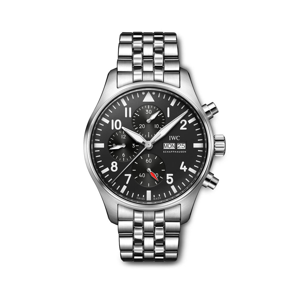 IWC Schaffhausen Pilot's Chronograph Black Dial Bracelet Watch image number 0