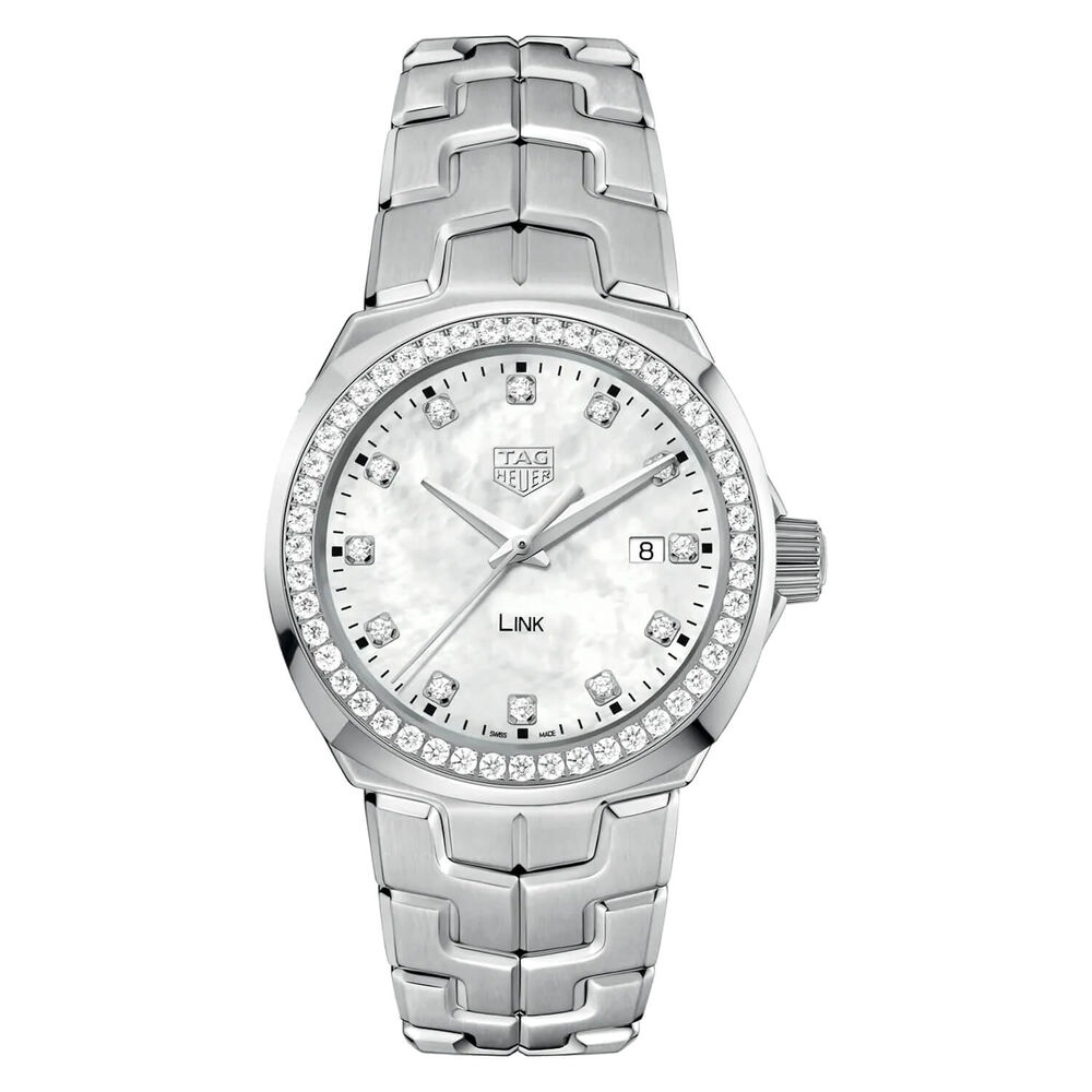 TAG Heuer Link Date 32mm MOP Dial Diamond Dot Steel Bracelet Watch image number 0