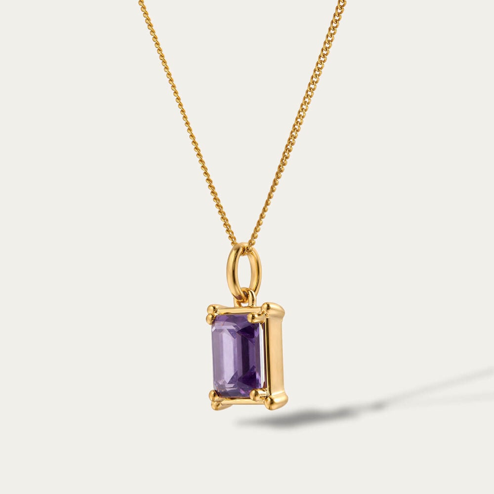 9ct Yellow Gold Rectangular Amethyst Pendant