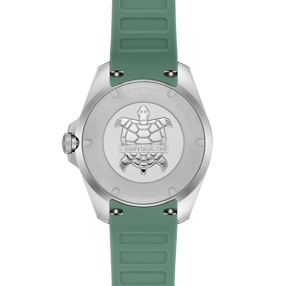 Certina DS-X GMT 41mm Grey Dial Green Rubber Strap Watch