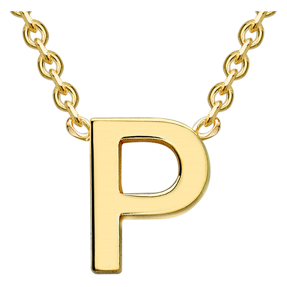 9 Carat Yellow Gold Petite Initial P Necklet (Special Order) image number 0