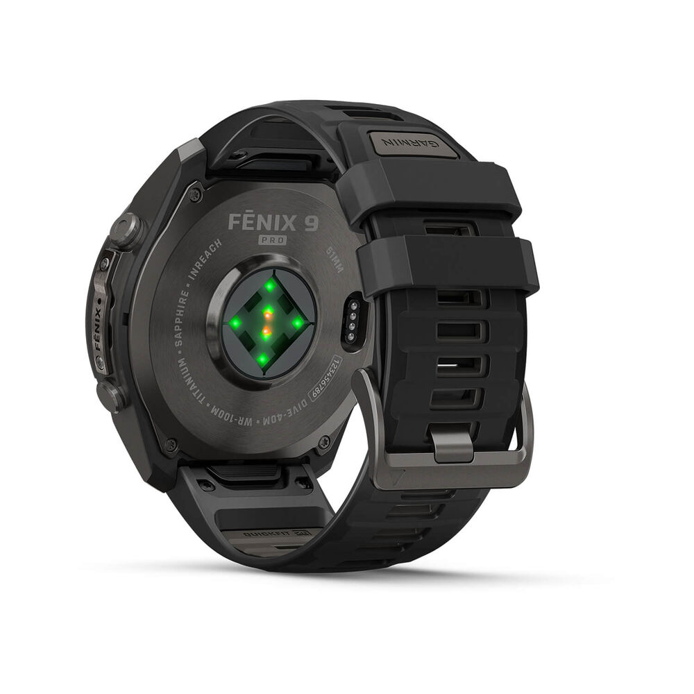 Garmin fenix 9 Pro 51mm Carbon Gray DLC Titanium Black/Pebble Grey Silicone Strap Watch