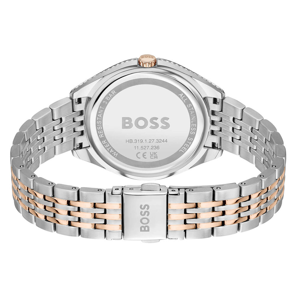 Hugo Boss Saya 37mm Quartz Green Dial Rose Gold Index IP Case Bracelet Watch image number 3