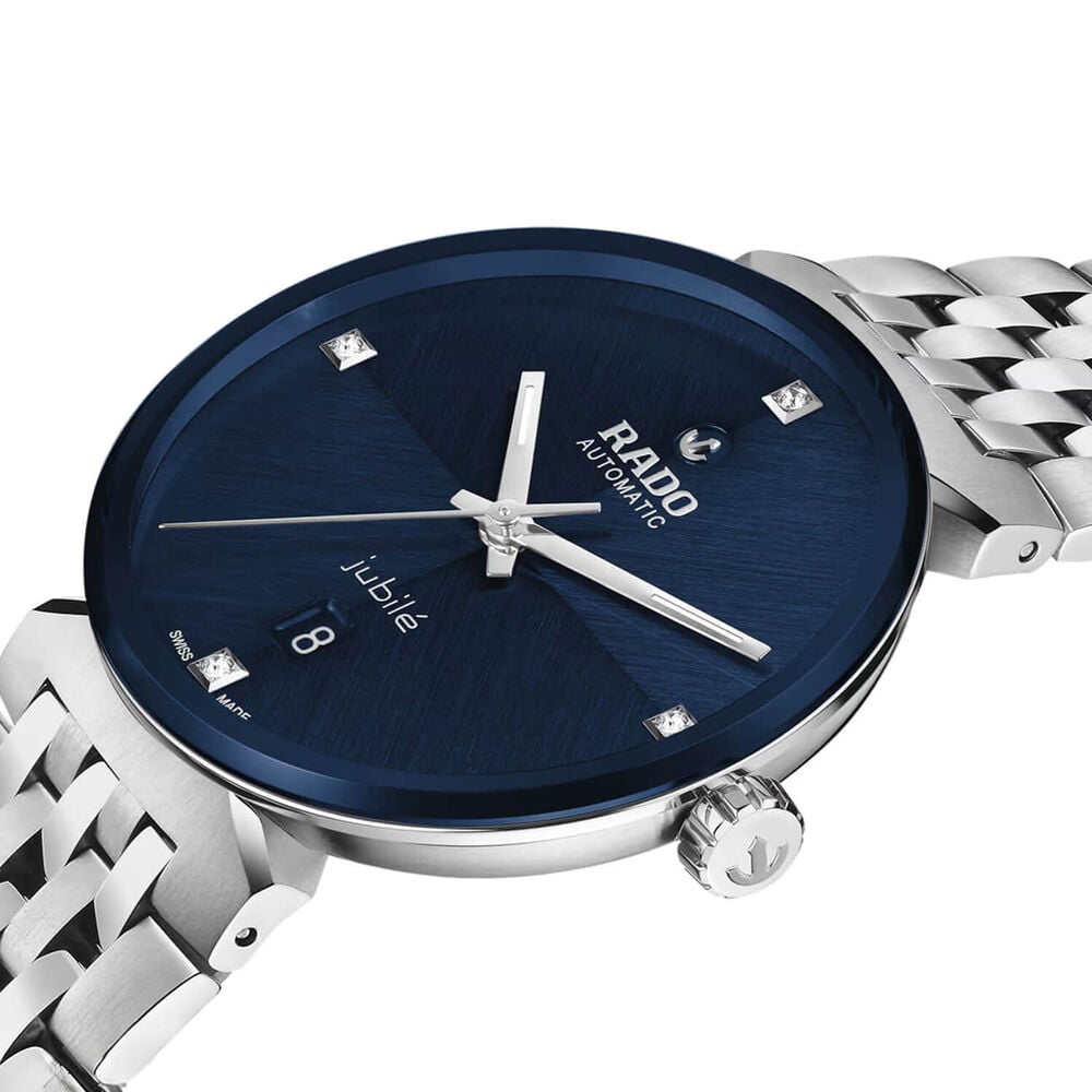 Rado Florence Automatic 39mm Blue Dial Diamond Dots Steel Bracelet Watch image number 1