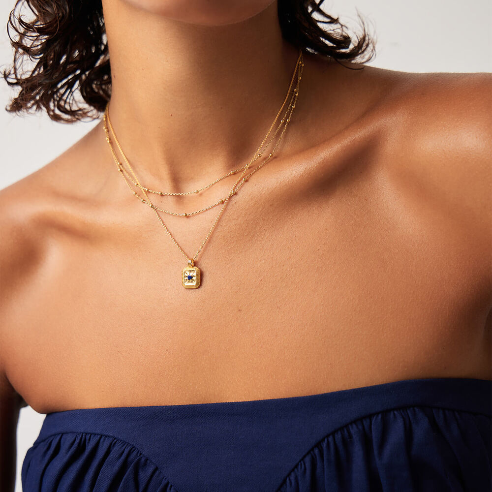 Missoma 18ct Gold Vermeil Sterling Silver Lapis September Birthstone Pendant Necklace