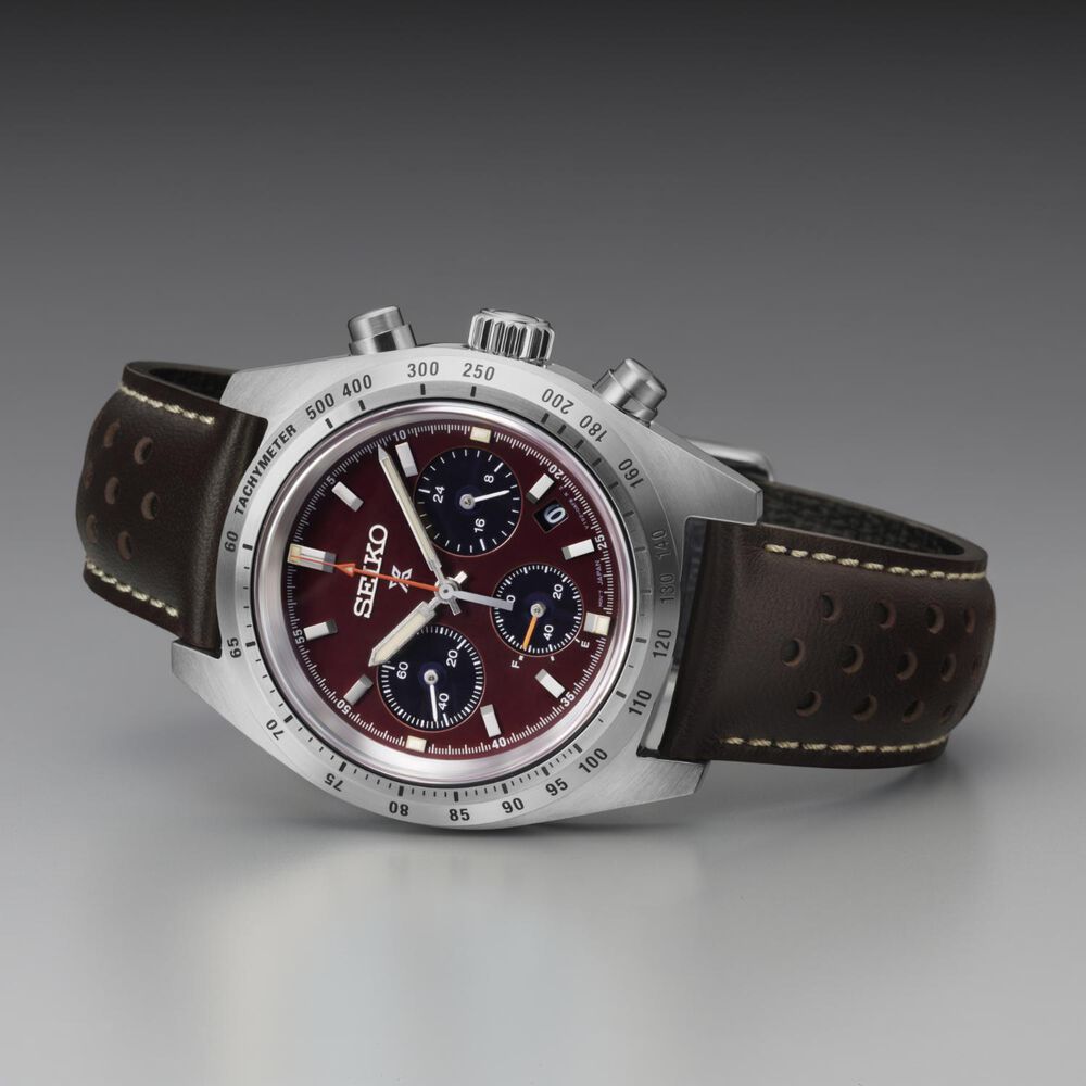 Seiko Prospex Speedtimer European Exclusive Factory Red 39mm Dial Steel Bracelet Watch image number 3