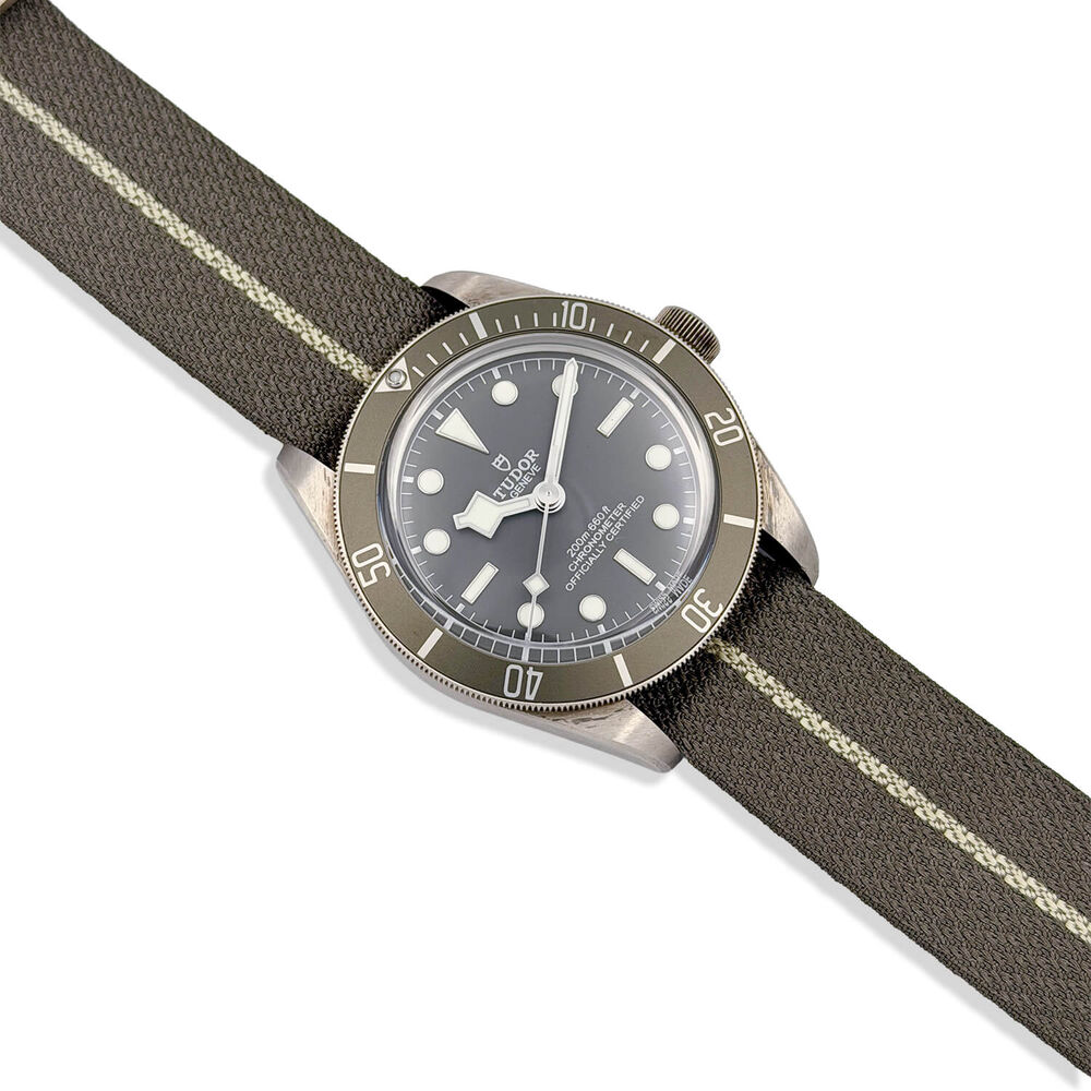 Pre-Owned TUDOR Black Bay 58 39mm Grey Dial Silver Case Brown Fabric Strap Watch image number 1