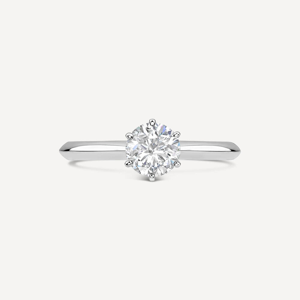 Platinum 0.80ct Round Diamond Six Claw Solitaire Ring image number 1