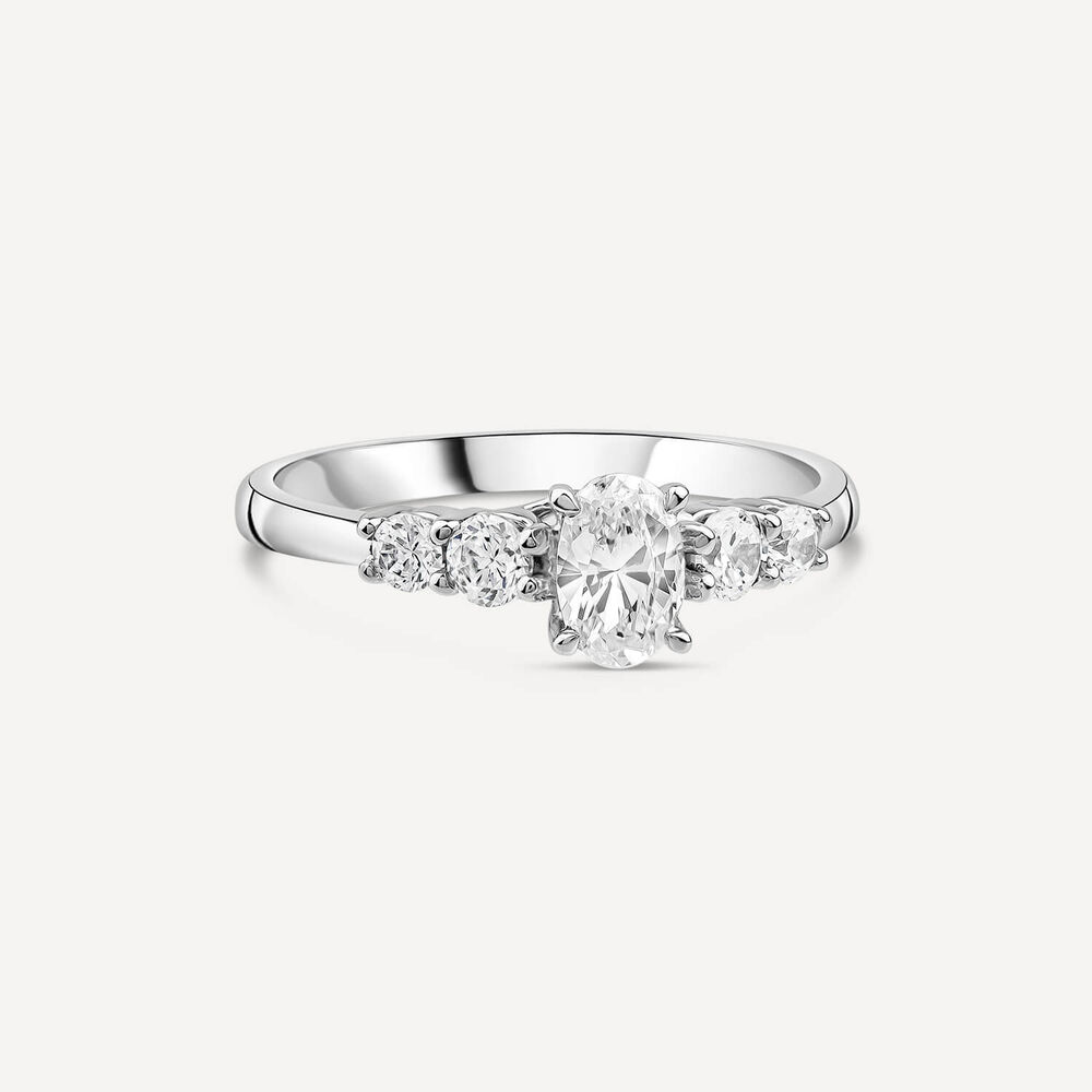The Orchid Setting 18ct White Gold Oval 5 Stone 0.75ct Diamond Ring image number 2