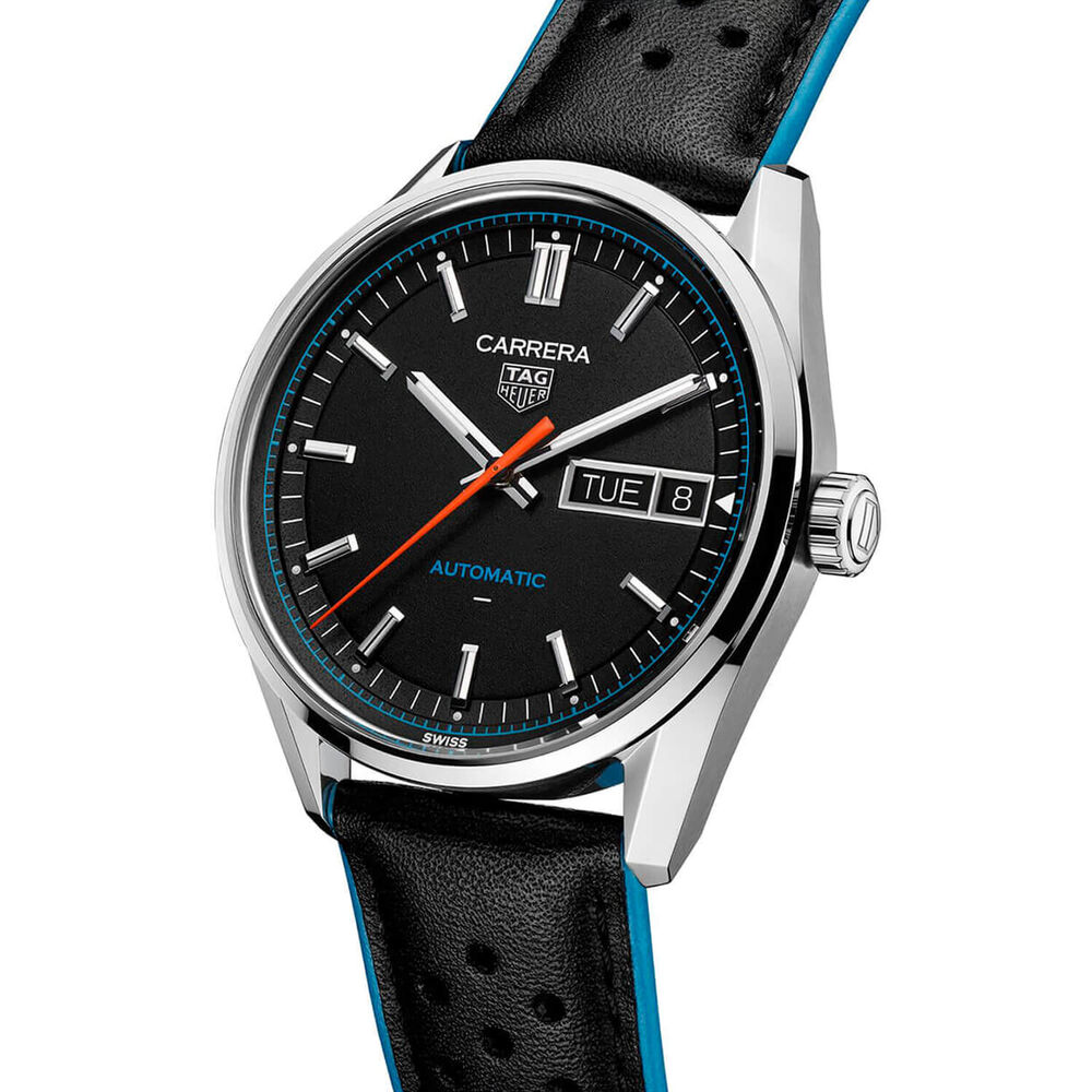 TAG Heuer Carrera Day-Date 41mm Black Dial Leather Strap Watch