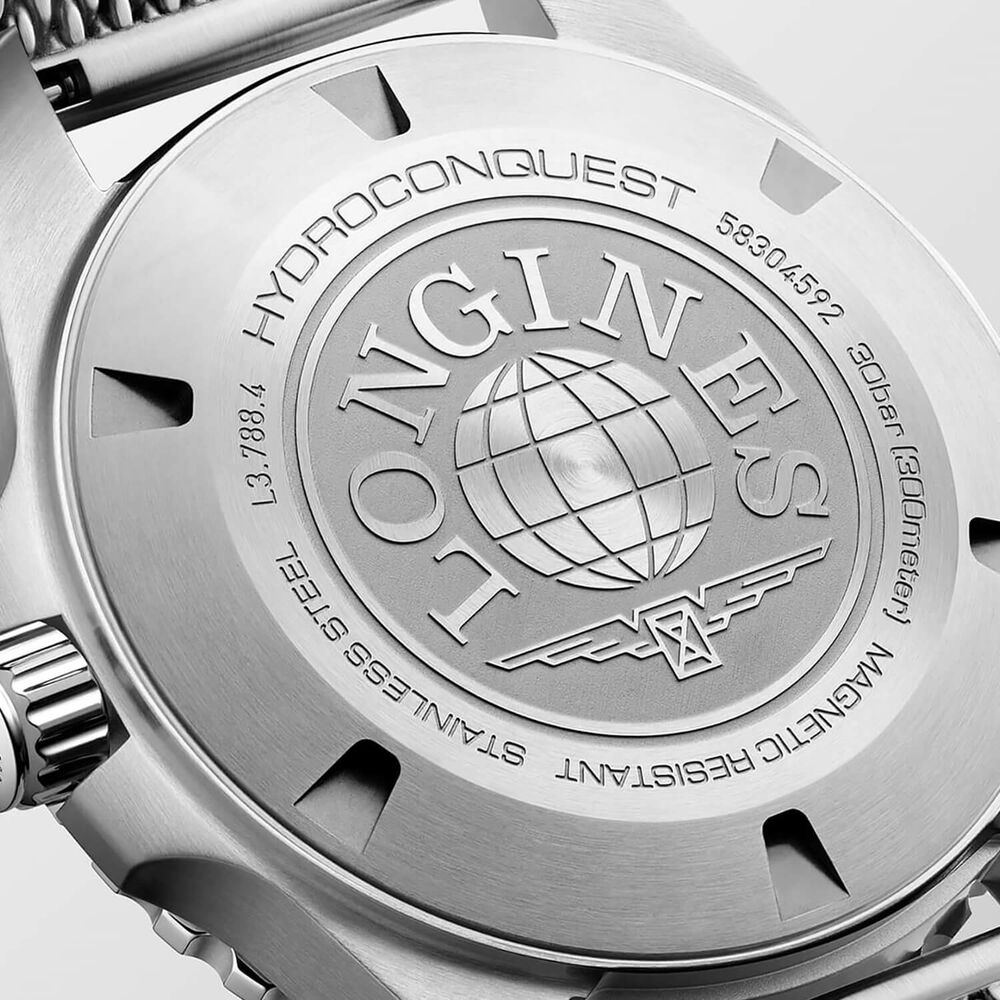 Longines HydroConquest 42mm Black Dial Grey Bezel Steel Bracelet Watch