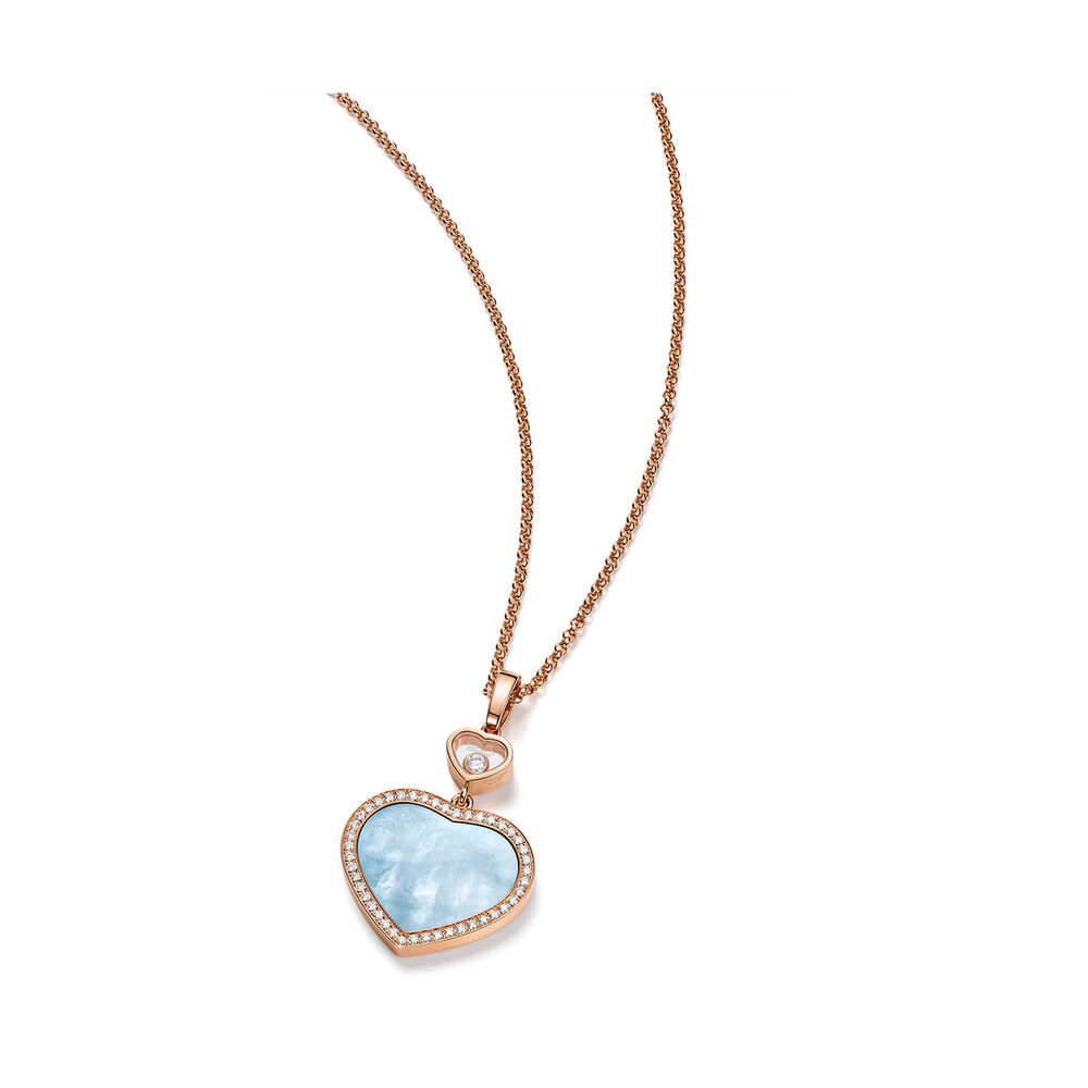 Chopard Happy Hearts Turqoise Mother of Pearl Heart 0.24ct Diamond 18ct Rose Gold Pendant image number 4