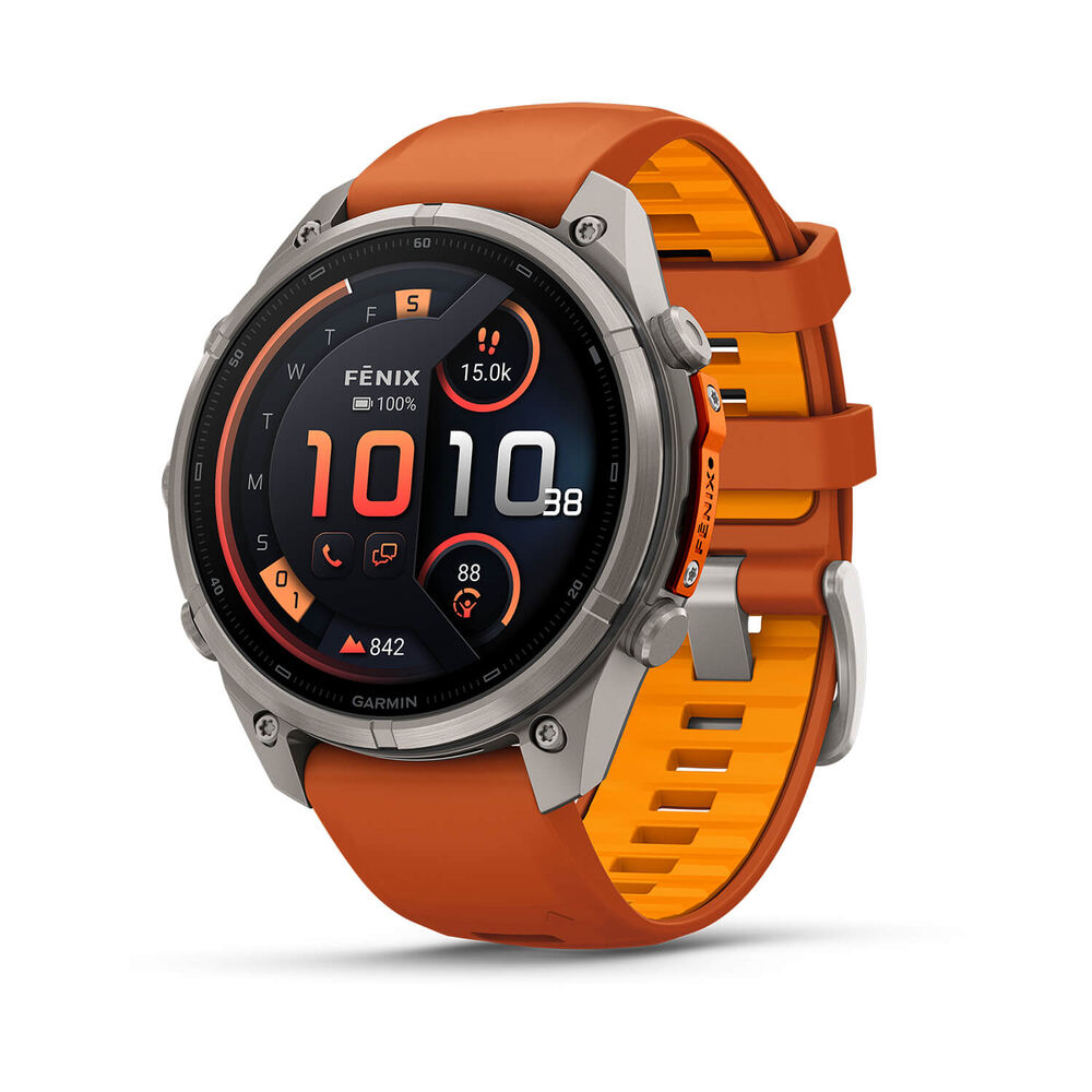 Garmin fenix 9 Pro 47mm Titanium Autumn Orange/Spark Orange Silicone Strap Watch