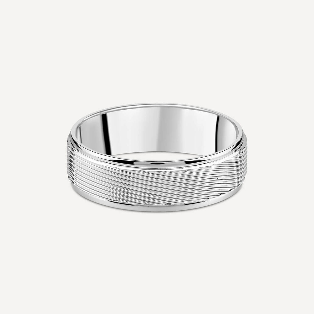 Platinum 6mm Patterned Men's Wedding Ring image number 2