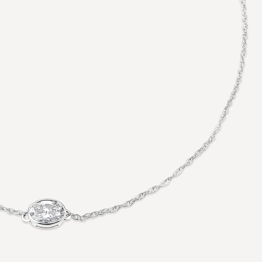 Born Kissed with Diamonds 9ct White Gold Lab Grown 0.20ct Oval Diamond Chain Bracelet image number 1