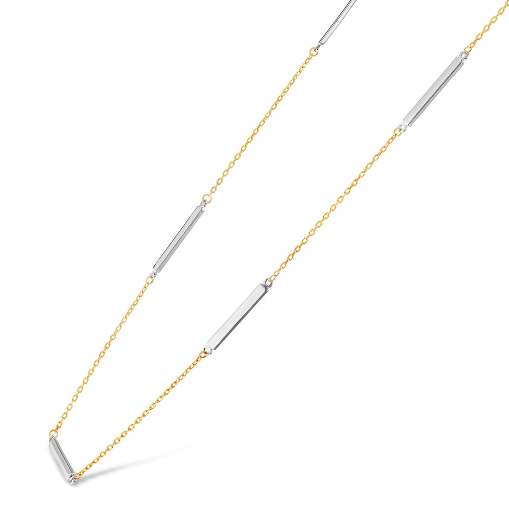 9ct Yellow & White Gold Polished Bars and Chain Necklet image number 1