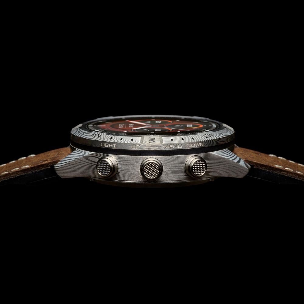 Garmin MARQ Adventurer (Gen 2) Damascus Steel Edition 46mm Dial Brown Leather Strap Watch image number 6