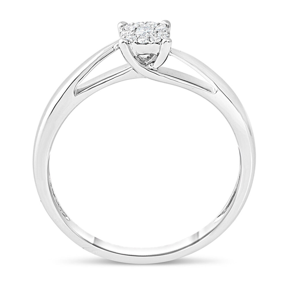 9ct White Gold 0.09ct Diamond Cluster Twist Ring image number 2