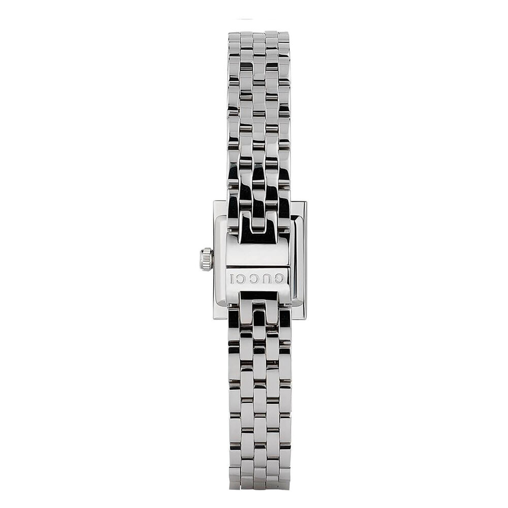 Gucci Square G-Frame Black Three Diamonds Dial Steel Bracelet Watch image number 3