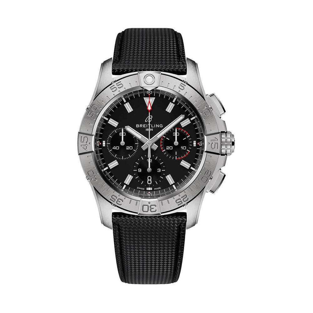 Breitling Avenger B01 Chronograph 42mm Black Dial Anthracite Leather Strap Watch