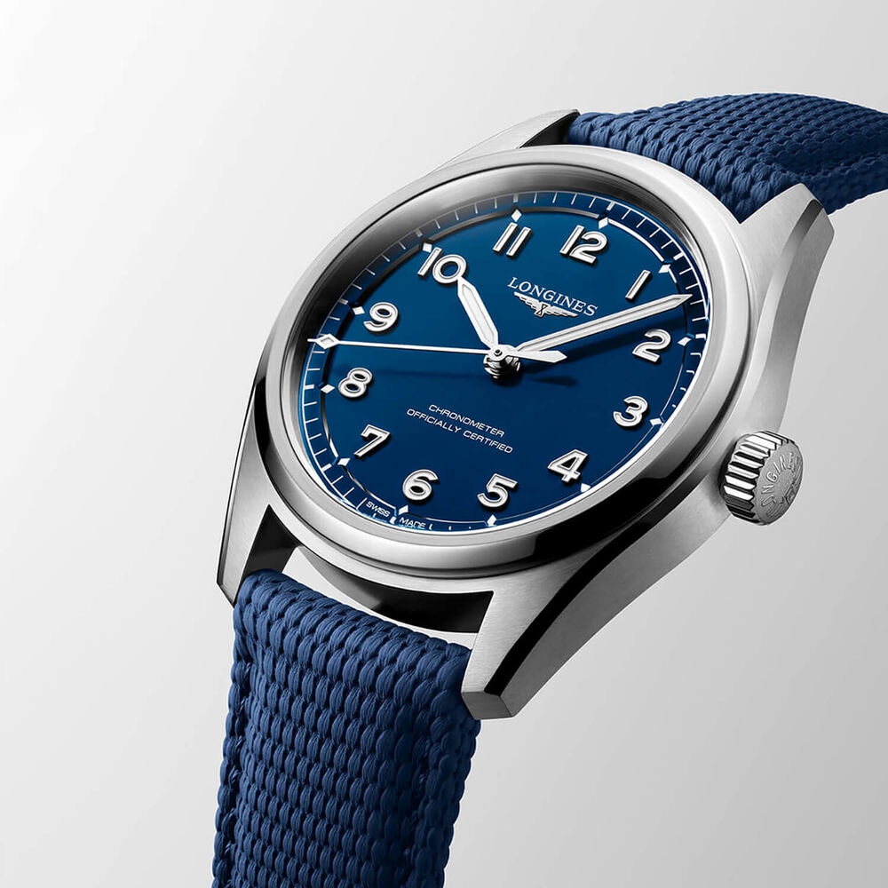 Longines Spirit Pilot 39mm Blue Dial & Blue Rubber Strap Watch