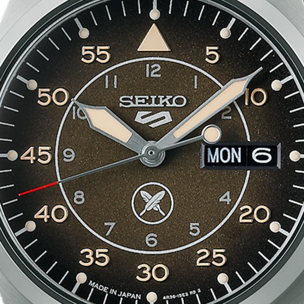 Seiko 5 Sports X Yuto Horigome Limited Edition IV 39.4mm Brown Dial Leather Strap Watch