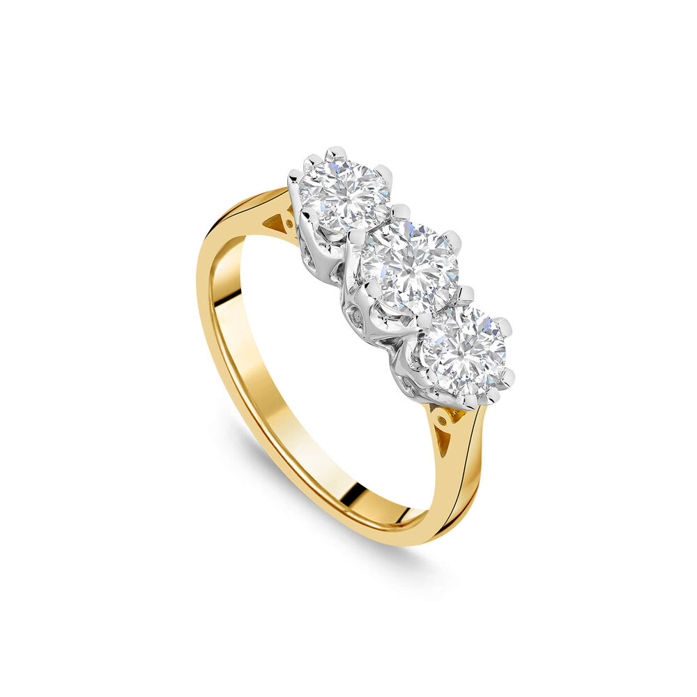 18ct Yellow Gold 1.25ct 3 Stone Diamond Ring image number 0