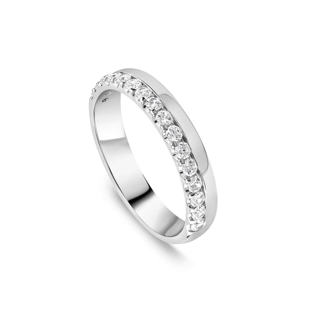 9ct White Gold 3.5mm Round Offset 0.30ct Diamond Wedding Ring