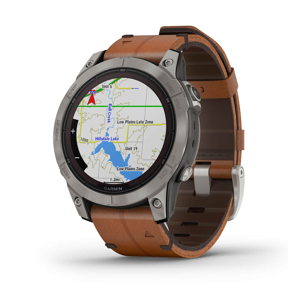 Garmin Fenix 7 Pro Sapphire Solar Brown Leather Strap Watch