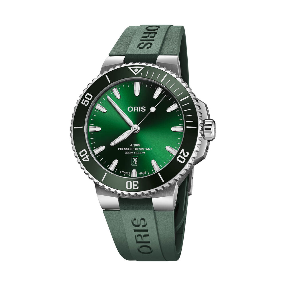 Oris Aquis Date 43.5mm Green Dial Rubber Strap Watch image number 0