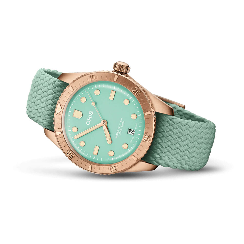 Oris Divers Sixty-Five 38mm Green Dial Perlon Strap Watch image number 1