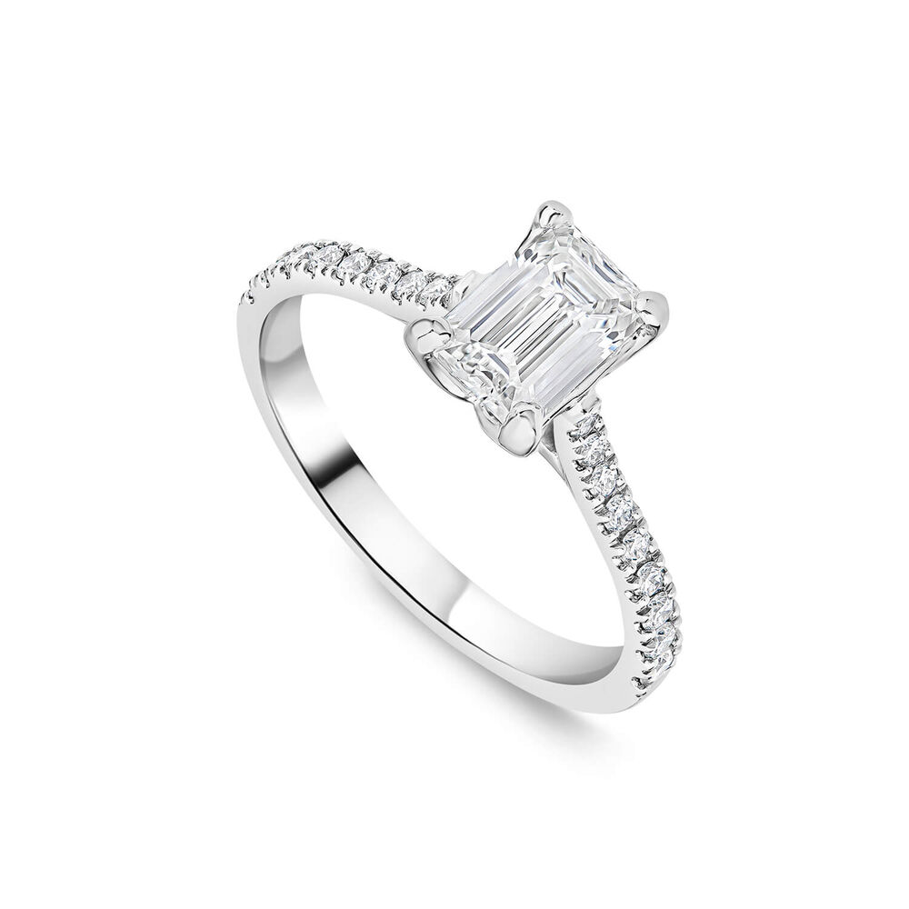 Born Platinum 1.20ct Lab Grown Emerald Cut & Diamond Sides Ring