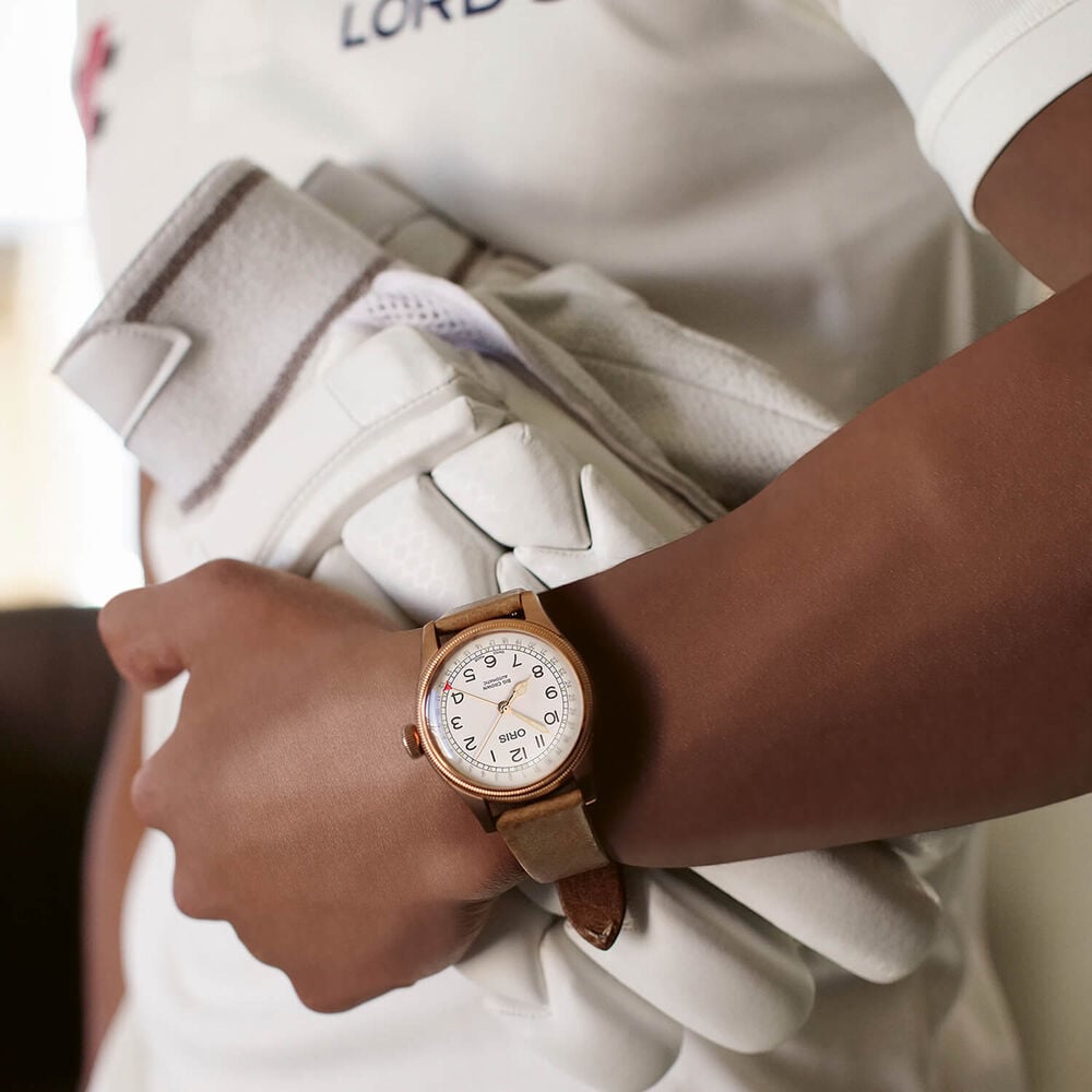 Pre-Owned Oris Big Crown Father Time Limited Edition 40mm White Dial Brown Leather Strap Watch image number 5