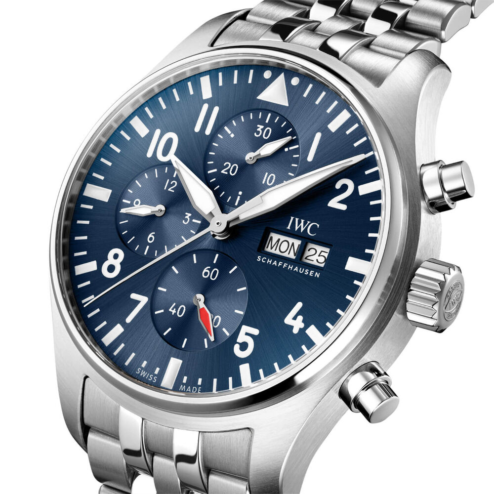 IWC Schaffhausen Pilot's Chronograph 43mm  Blue Dial Steel Bracelet Watch image number 1