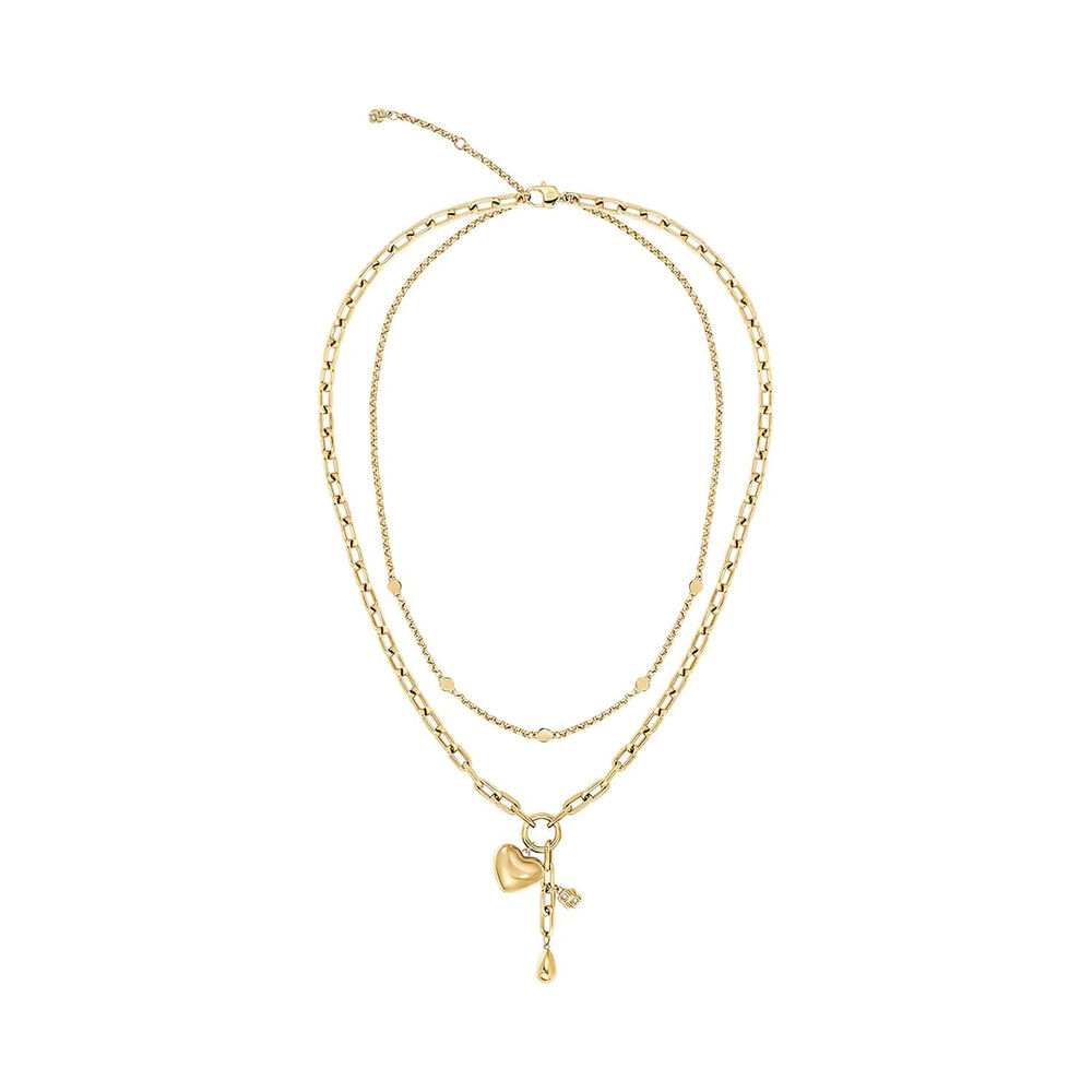 BOSS Amara Gold Tone Ion Plated Stainless Steel Crystal Necklace