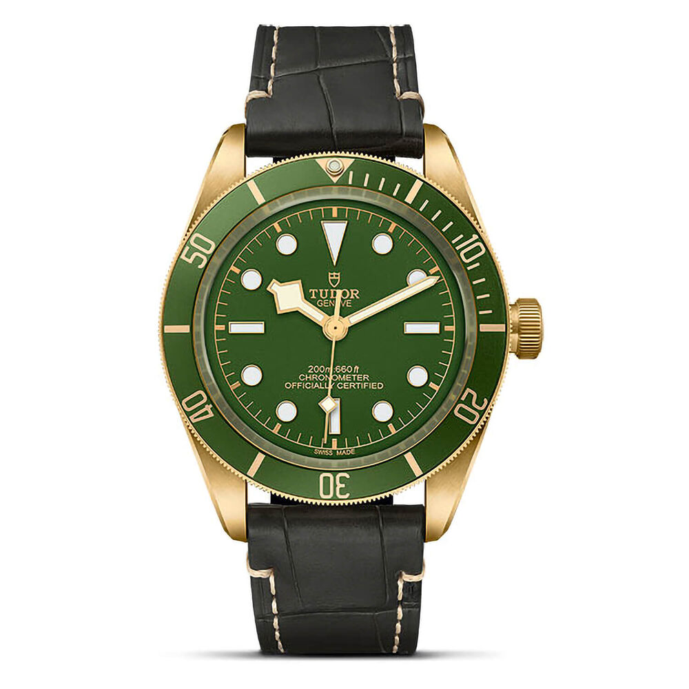 TUDOR Bay Fifty-Eight 39mm 18ct Yellow Gold Case Green Dial Leather Strap Watch