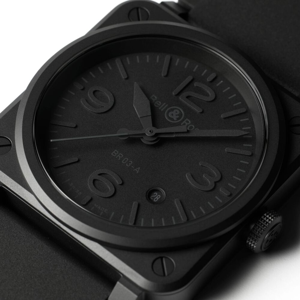 Bell & Ross BR 03 41mm Phantom Black Dial Ceramic Case Rubber Strap Watch image number 2