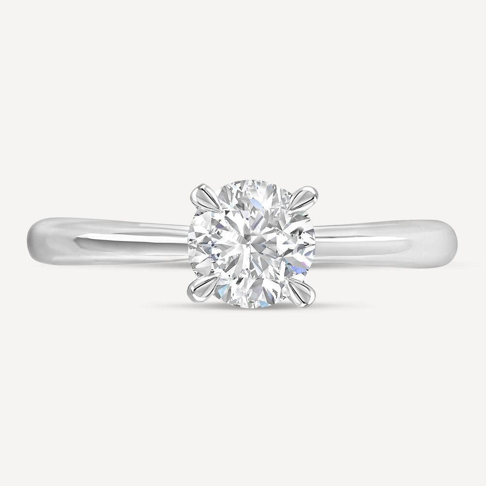 Platinum 0.71ct Round Diamond Four Claw Solitaire Ring image number 1