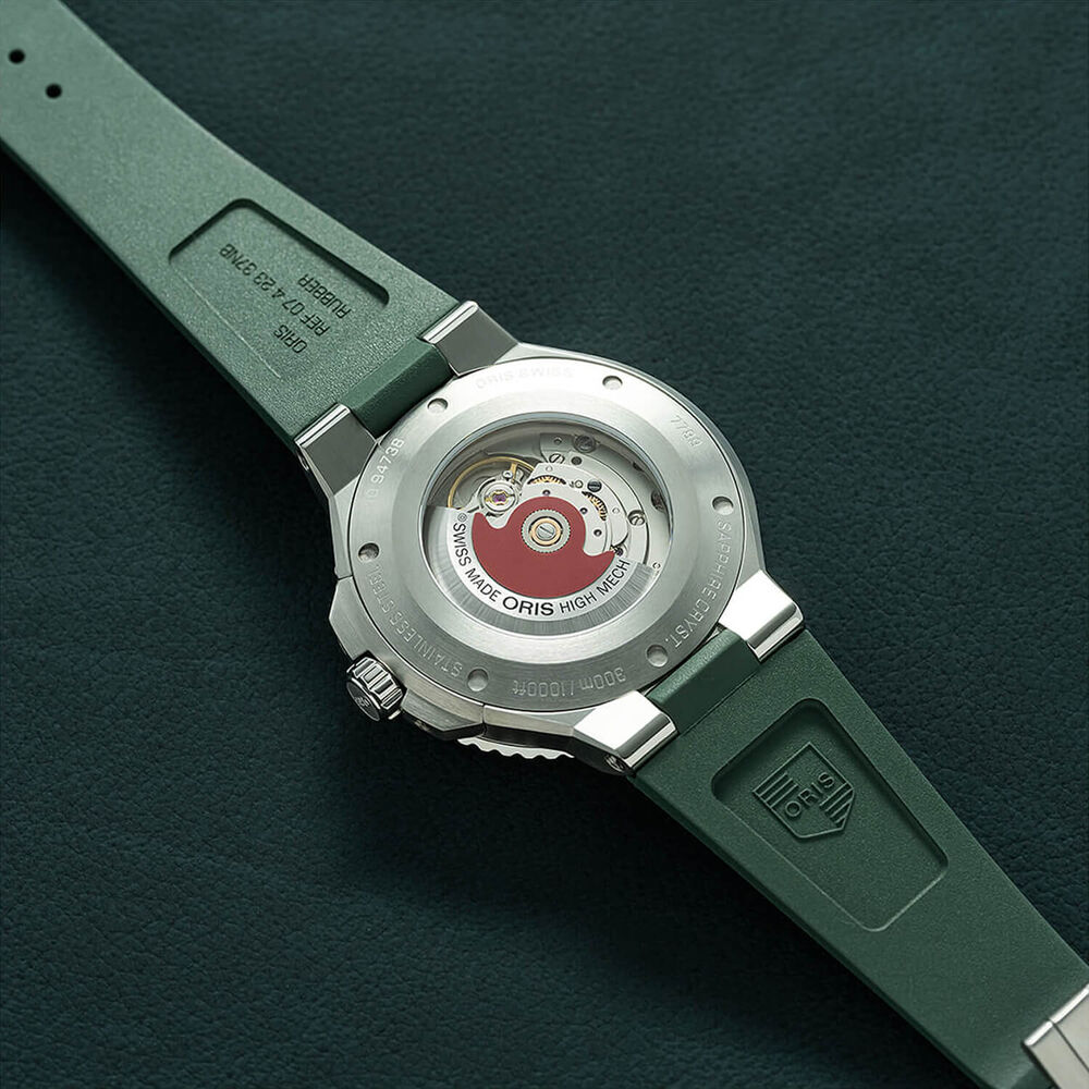 Oris Aquis Date 43.5mm Green Dial Rubber Strap Watch image number 4
