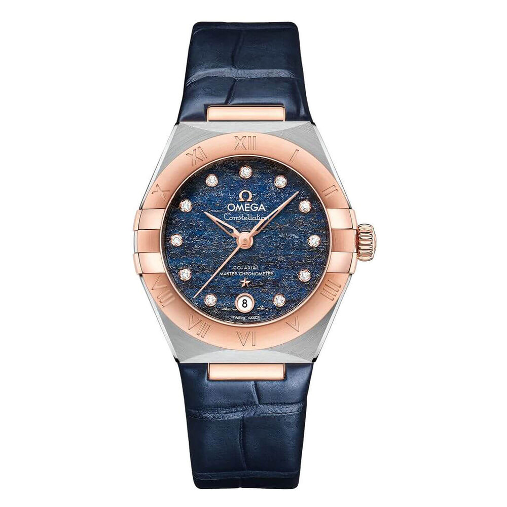 OMEGA Constellation 29mm Blue Dial 18ct Rose Gold Bezel Watch
