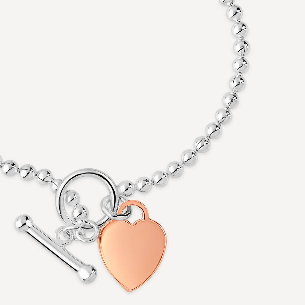 Sterling Silver & Rose Gold Plated Tiffany Heart T-Bar Bracelet image number 2