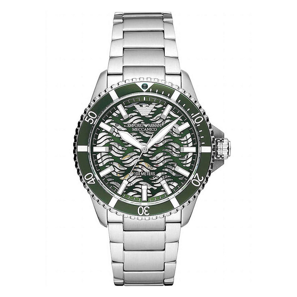 Emporio Armani Diver 42mm Green Wave Dial Steel Bracelet Watch