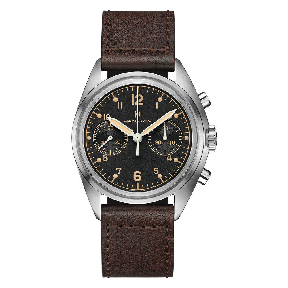 Hamilton Khaki Aviation 40mm Black Dial Brown Strap image number 0