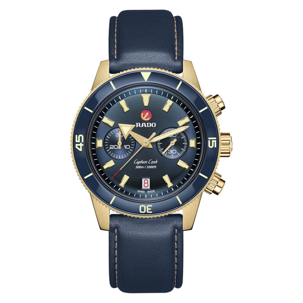 Rado Captain Cook Chronograph 43mm Blue Dial Strap Watch