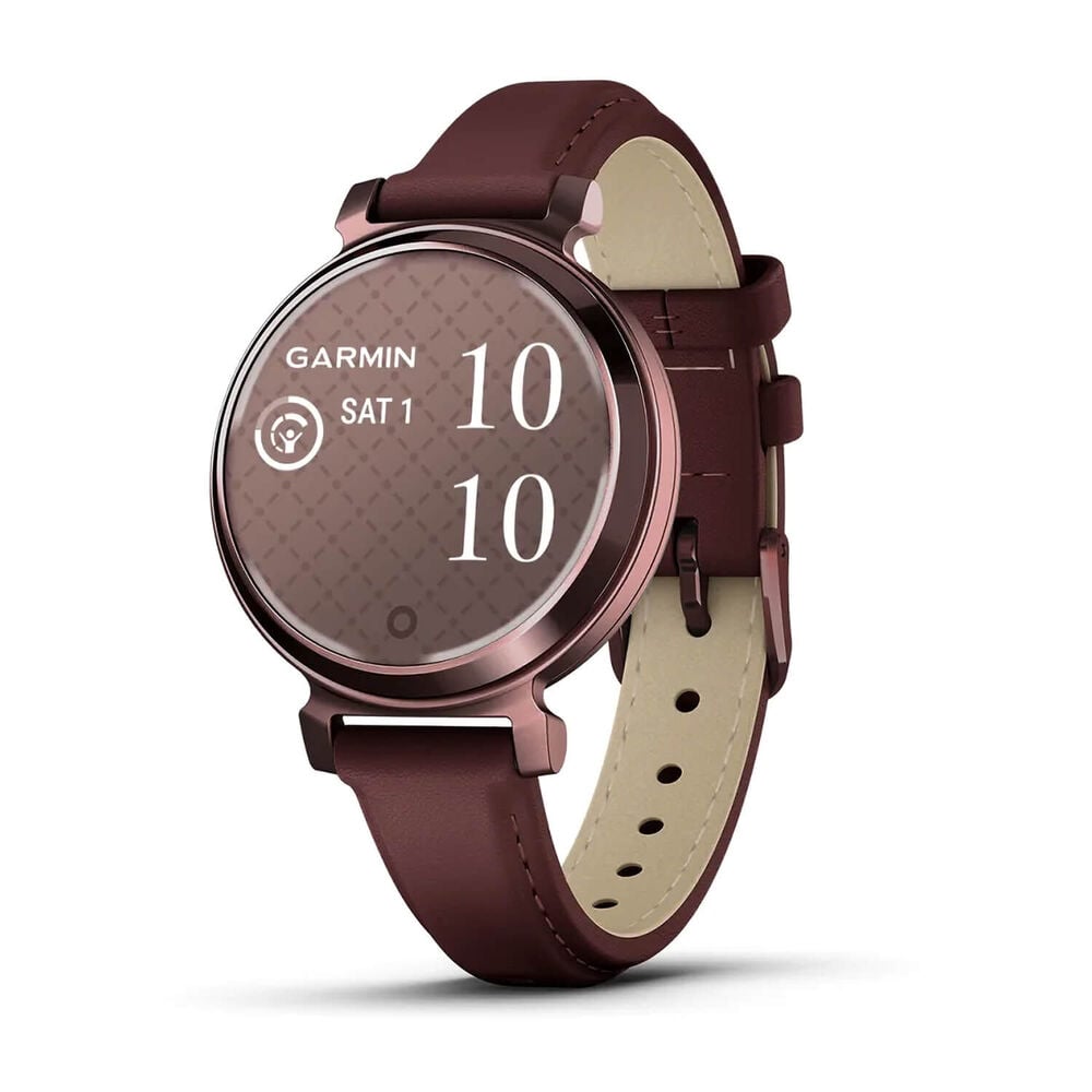 Garmin Lily® 2 Classic Dark Bronze Bezel Mulberry Leather Strap Watch image number 0