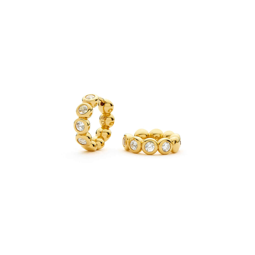 Missoma 18ct Gold Vermeil Sterling Silver Cubic Zirconia Tennis Small Hoop Earrings