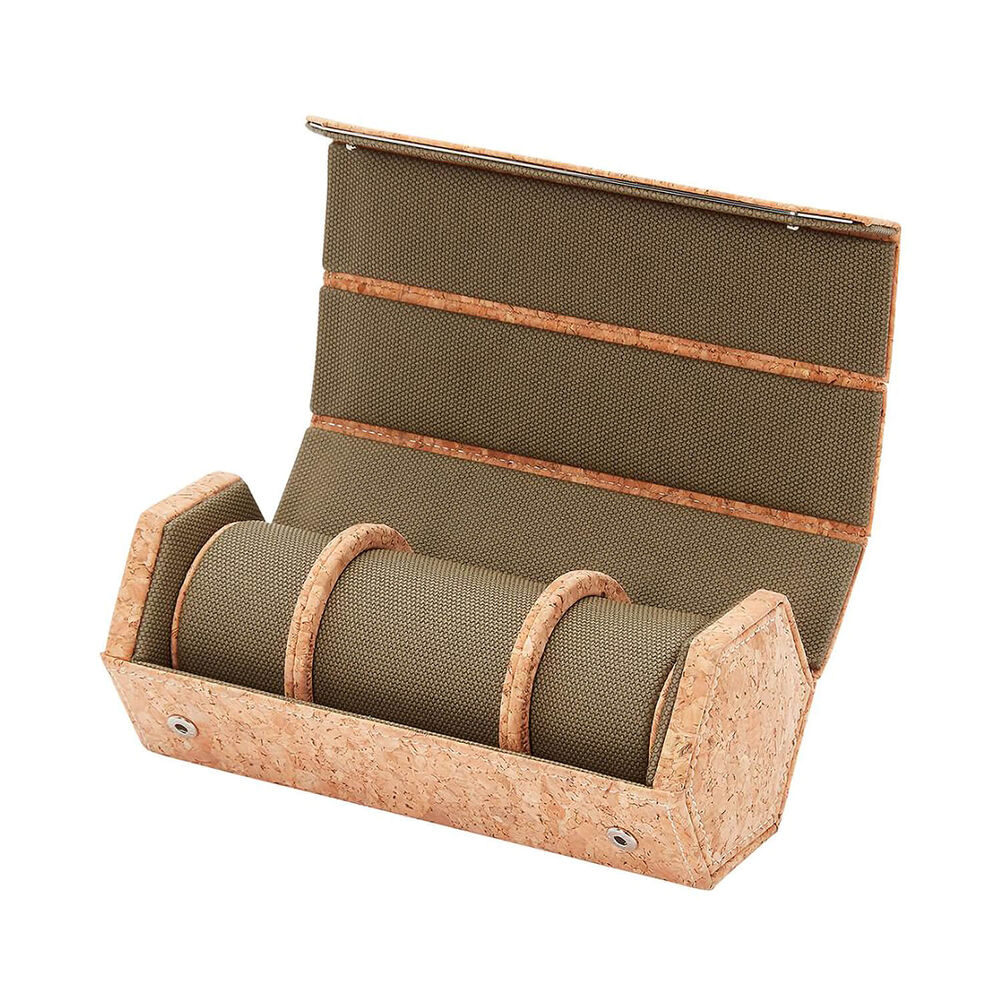 WOLF Cortica Cork Triple Hexagon Watch Roll With Capsule